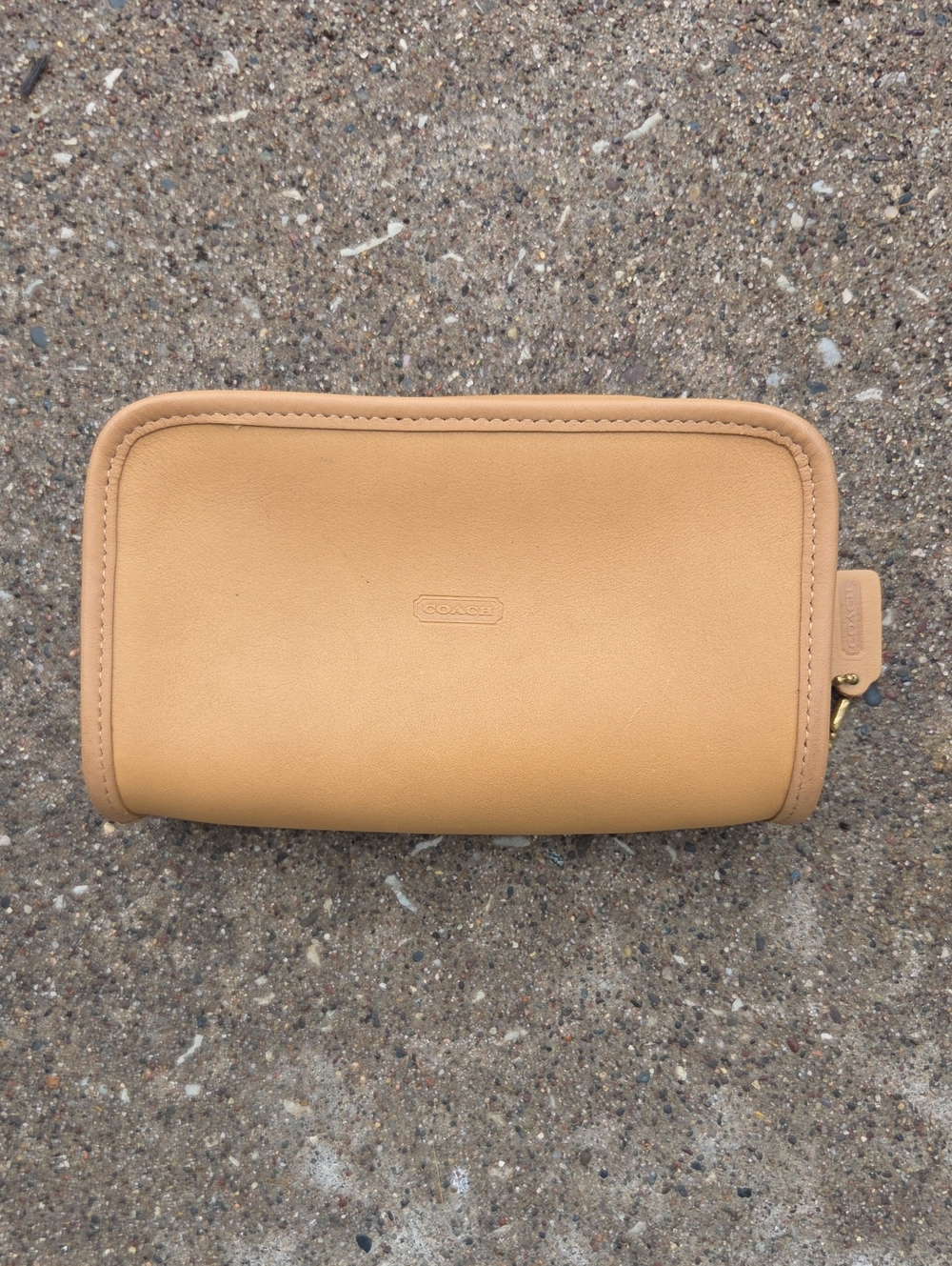 COACH Chubby Case #6925 Light Brown Leather Makeup Storage Bag Organizer VTG 90s